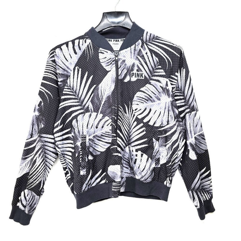 Victoria's Secret Pink Lightweight Jacket Full Zip Mesh Floral Palm